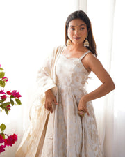 Grand New Arrival – Banarasi Jacquard Dola Silk Anarkali Set