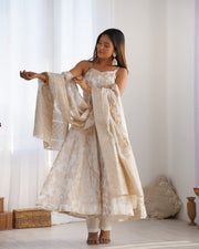 Grand New Arrival – Banarasi Jacquard Dola Silk Anarkali Set