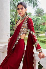 Faux Georgette Ready-to-Wear Real Mirror Work Saree
