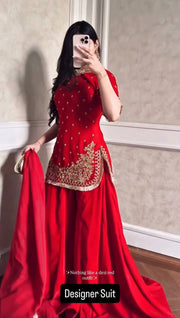 Lace Whisper Designer Top–Sharara Set