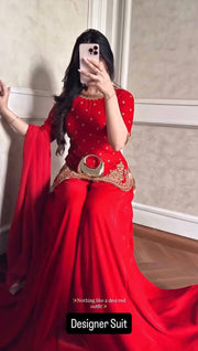 Lace Whisper Designer Top–Sharara Set
