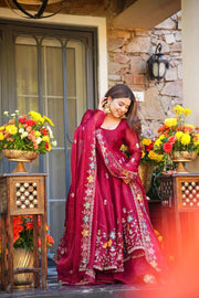 Ethereal Bloom Organza Anarkali Palazzo Set