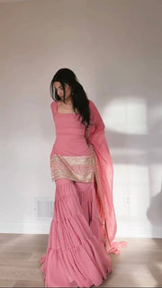 Shimmer Glow Designer Top–Sharara Set