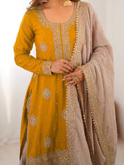 Pearl Glow Chinon Silk Top Sharara Set