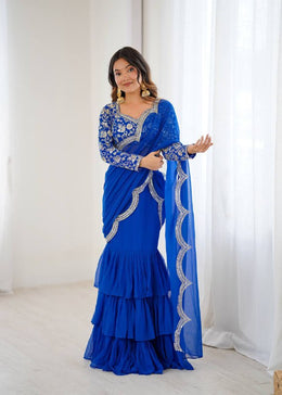 Radiant Ruffle Faux Georgette Saree