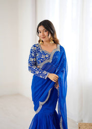 Radiant Ruffle Faux Georgette Saree