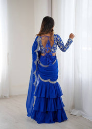 Radiant Ruffle Faux Georgette Saree