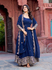 Elegant Faux Georgette Gown Set
