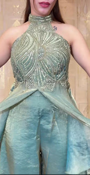 Elegant Fandy Silk Full Neck Sharara Set