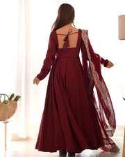 Premium Roman Silk Chanderi 16 Kali Anarkali Gown Set
