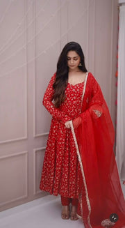Designer Party Wear Embroidery Gown Set