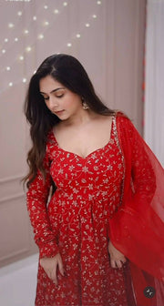 Designer Party Wear Embroidery Gown Set